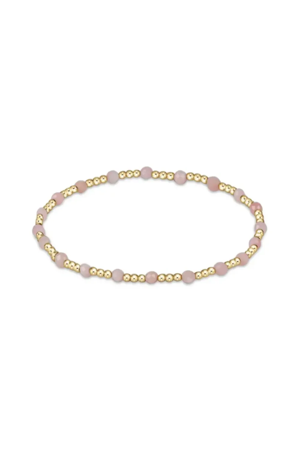 Enewton Gemstone Gold Sincerity Pattern 3mm Bead Bracelet - Pink Opal