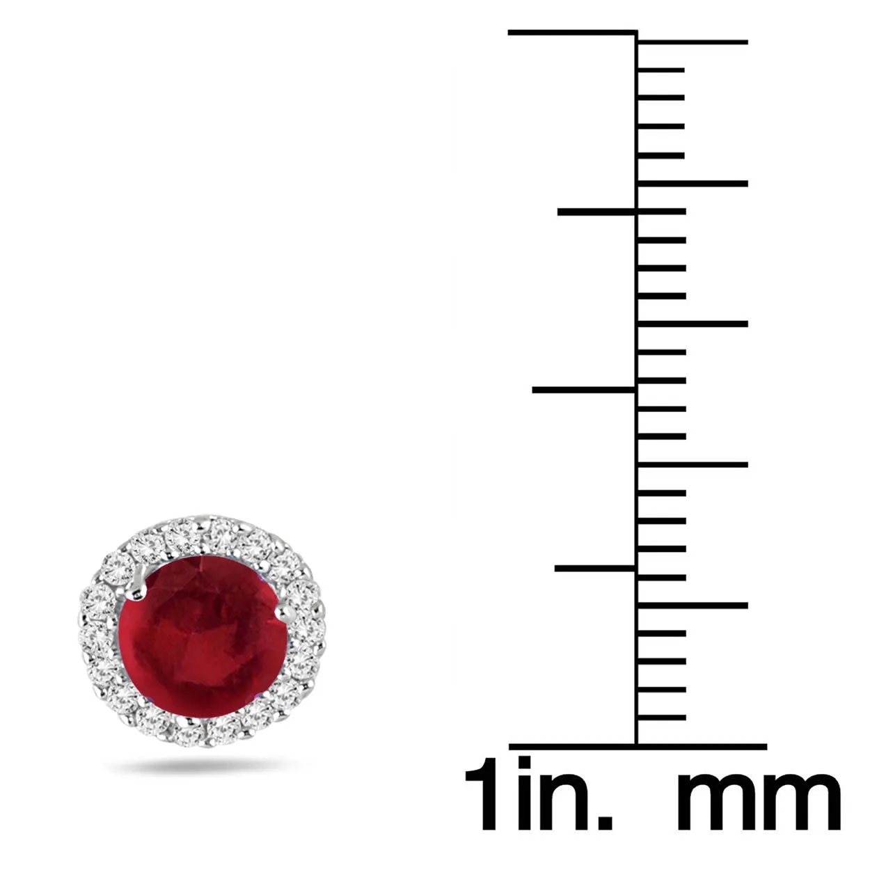 ESTATE 1.21CT DIAMOND & AAA RUBY 14K WHITE GOLD ROUND HALO MARTINI STUD EARRINGS