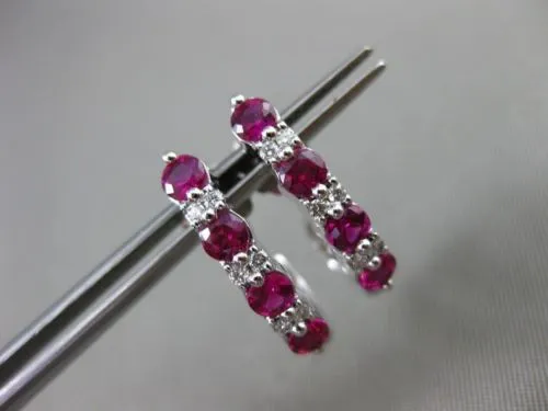 ESTATE 1.26CT DIAMOND & RUBY 18KT WHITE GOLD 3D CLASSIC UMBRELLA EARRINGS E/F
