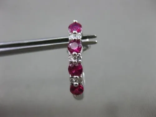 ESTATE 1.26CT DIAMOND & RUBY 18KT WHITE GOLD 3D CLASSIC UMBRELLA EARRINGS E/F
