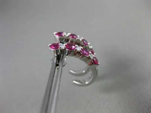 ESTATE 1.26CT DIAMOND & RUBY 18KT WHITE GOLD 3D CLASSIC UMBRELLA EARRINGS E/F