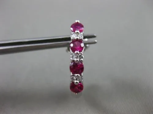 ESTATE 1.26CT DIAMOND & RUBY 18KT WHITE GOLD 3D CLASSIC UMBRELLA EARRINGS E/F