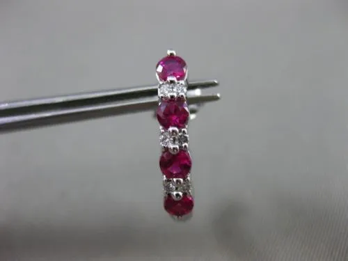 ESTATE 1.26CT DIAMOND & RUBY 18KT WHITE GOLD 3D CLASSIC UMBRELLA EARRINGS E/F