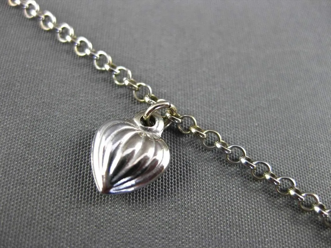 ESTATE EXTRA LONG 14KT WHITE GOLD ITALIAN MULTI HEART FUN ANKLE BRACELET #23672