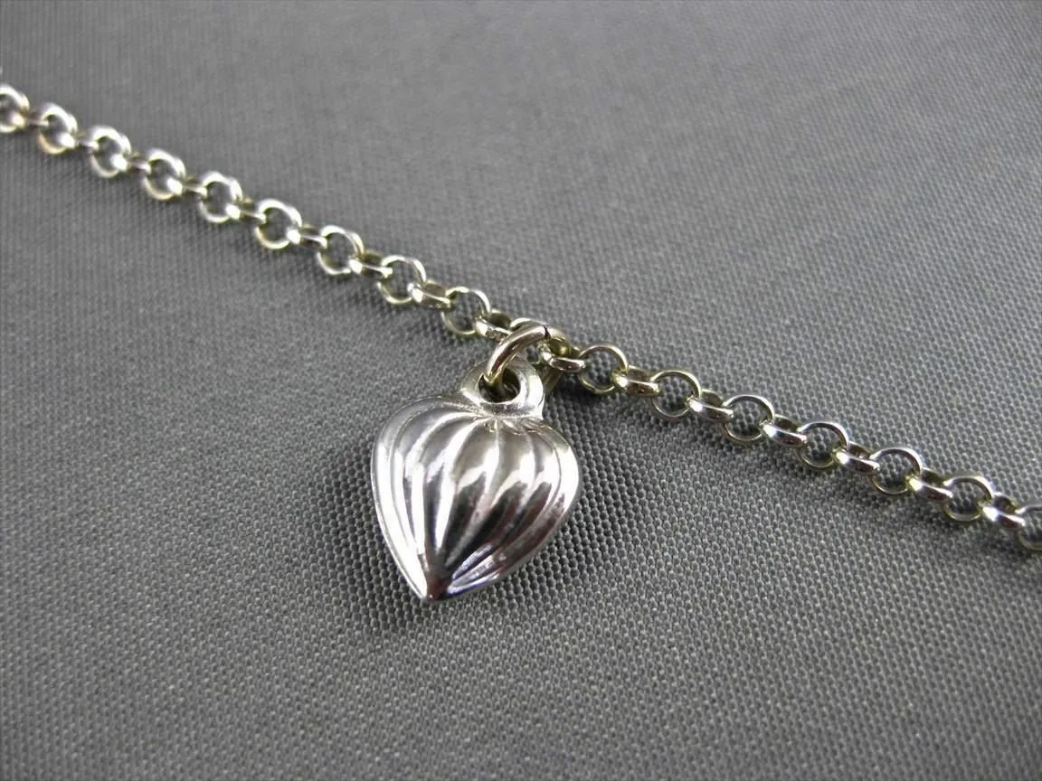 ESTATE EXTRA LONG 14KT WHITE GOLD ITALIAN MULTI HEART FUN ANKLE BRACELET #23672
