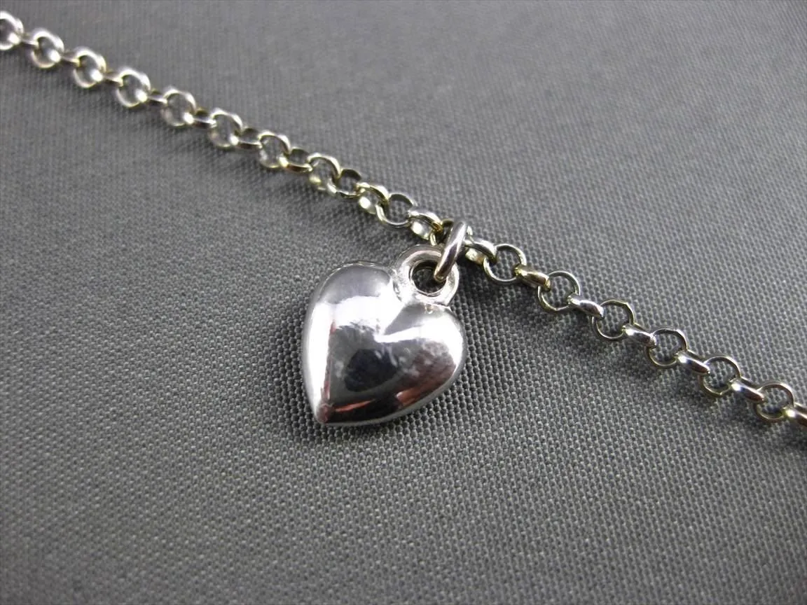 ESTATE EXTRA LONG 14KT WHITE GOLD ITALIAN MULTI HEART FUN ANKLE BRACELET #23672