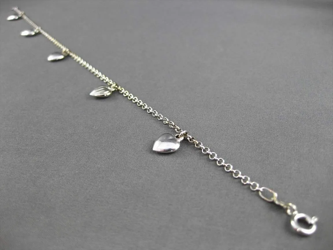 ESTATE EXTRA LONG 14KT WHITE GOLD ITALIAN MULTI HEART FUN ANKLE BRACELET #23672