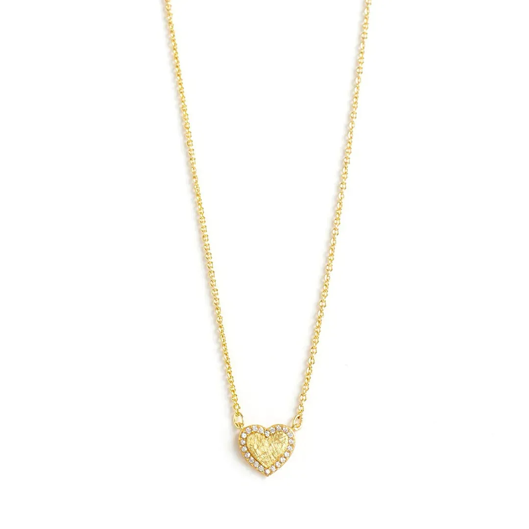 Etched Heart Pave Necklace