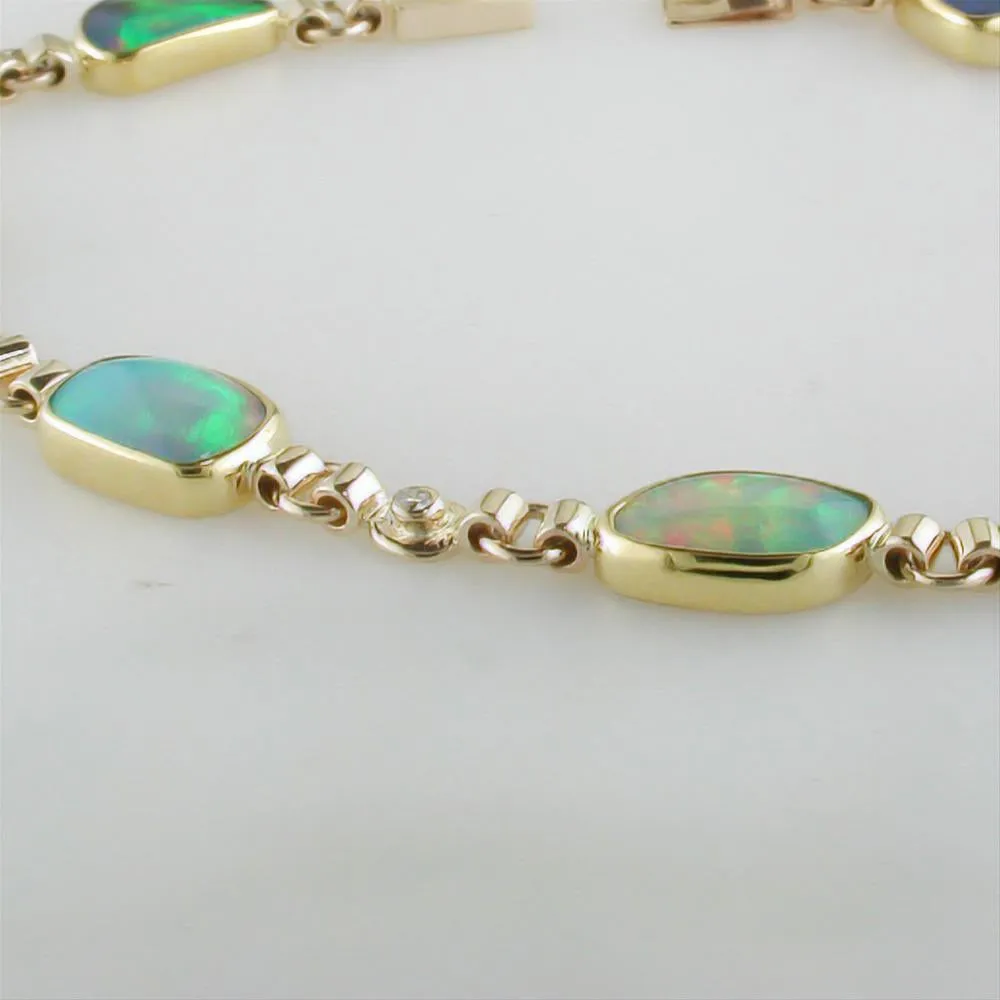 Ethiopian Freeform Opal 18K Yellow Gold & Diamond Bracelet
