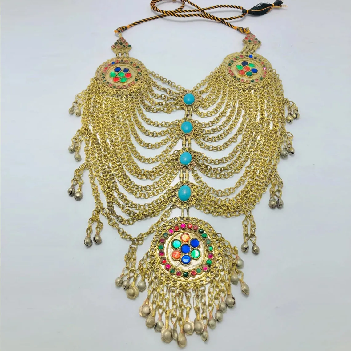Ethnic Golden Maasive Multilayers Bib Necklace