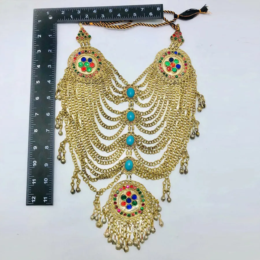 Ethnic Golden Maasive Multilayers Bib Necklace