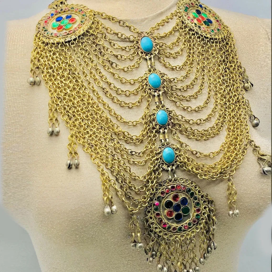 Ethnic Golden Maasive Multilayers Bib Necklace