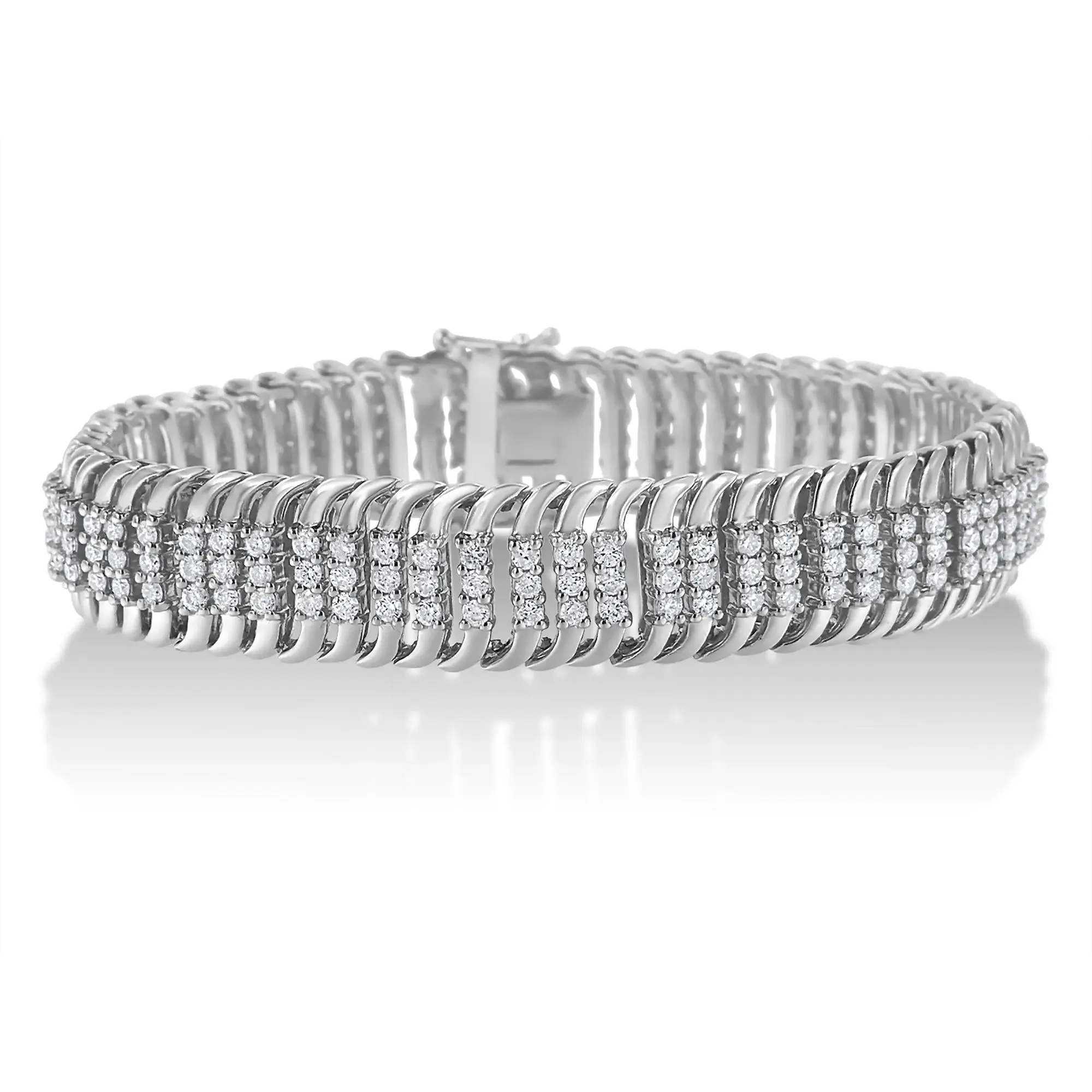Exquisite 14K White Gold 5.0 Cttw Diamond S Wave Tennis Bracelet