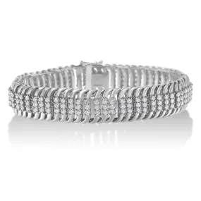 Exquisite 14K White Gold 5.0 Cttw Diamond S Wave Tennis Bracelet