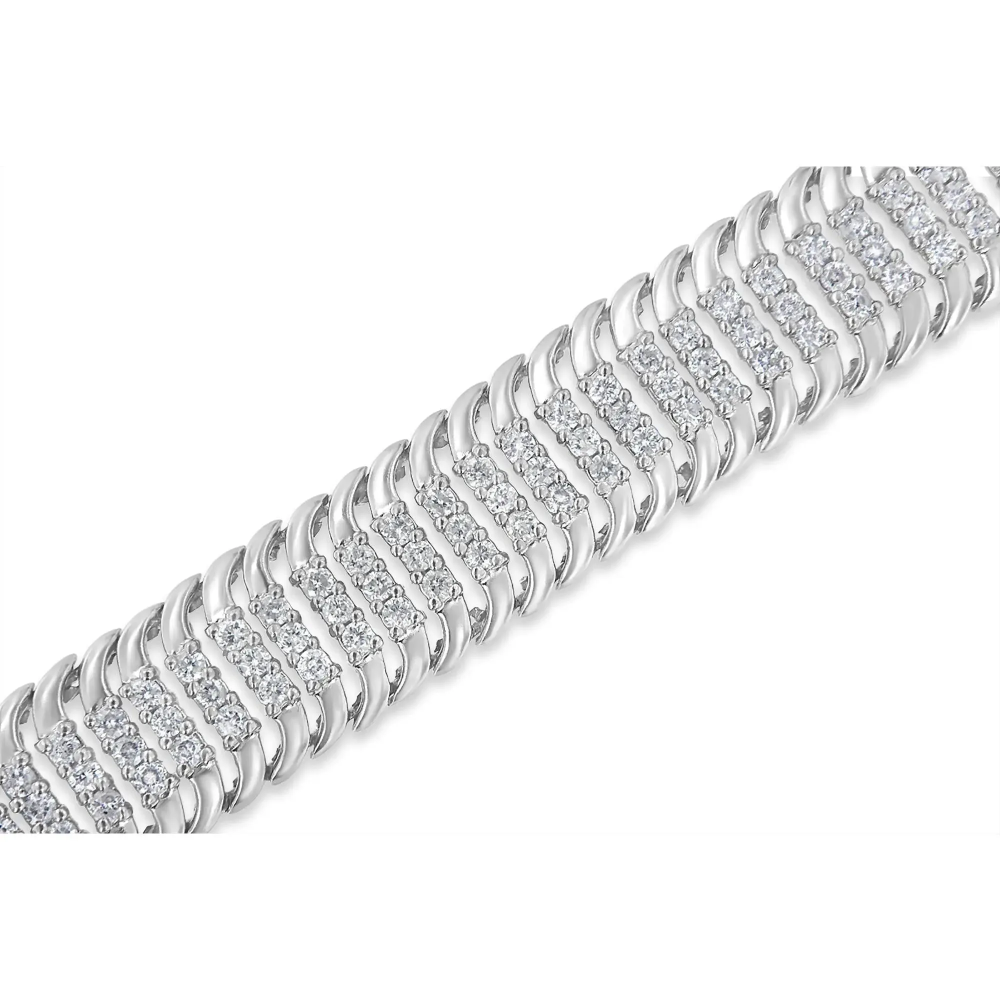 Exquisite 14K White Gold 5.0 Cttw Diamond S Wave Tennis Bracelet