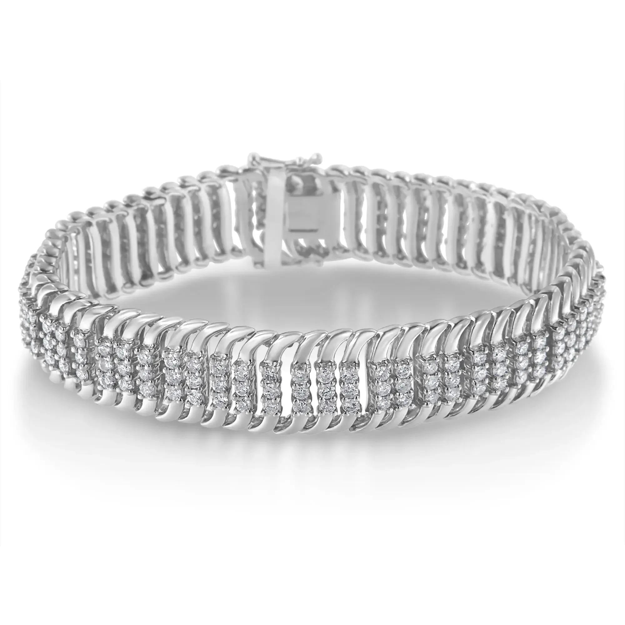 Exquisite 14K White Gold 5.0 Cttw Diamond S Wave Tennis Bracelet