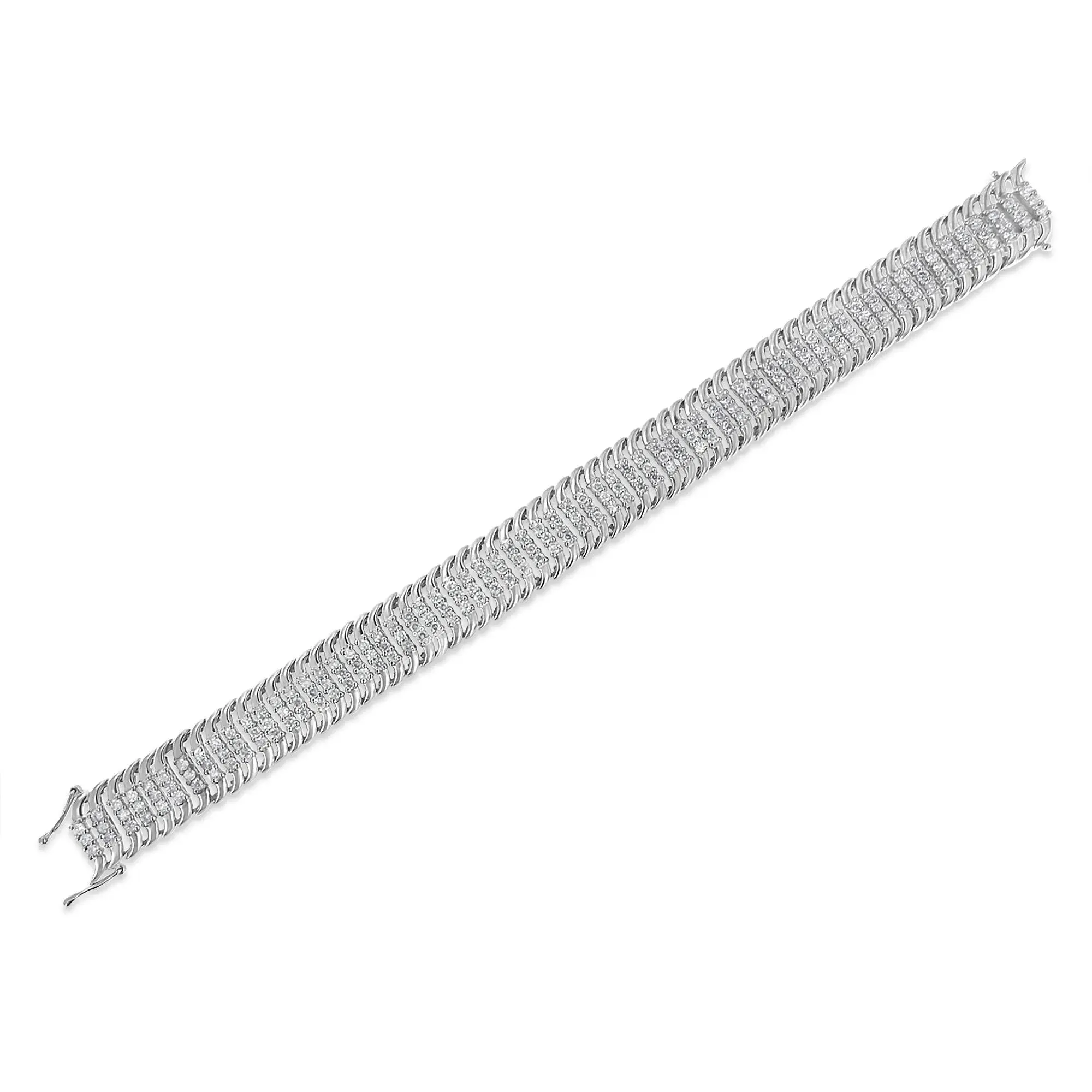 Exquisite 14K White Gold 5.0 Cttw Diamond S Wave Tennis Bracelet