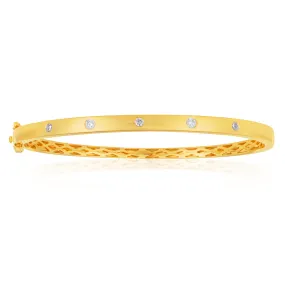 Flawless 9ct Yellow gold 60mm Oval Diamond Bangle (TW=1/4 carat)
