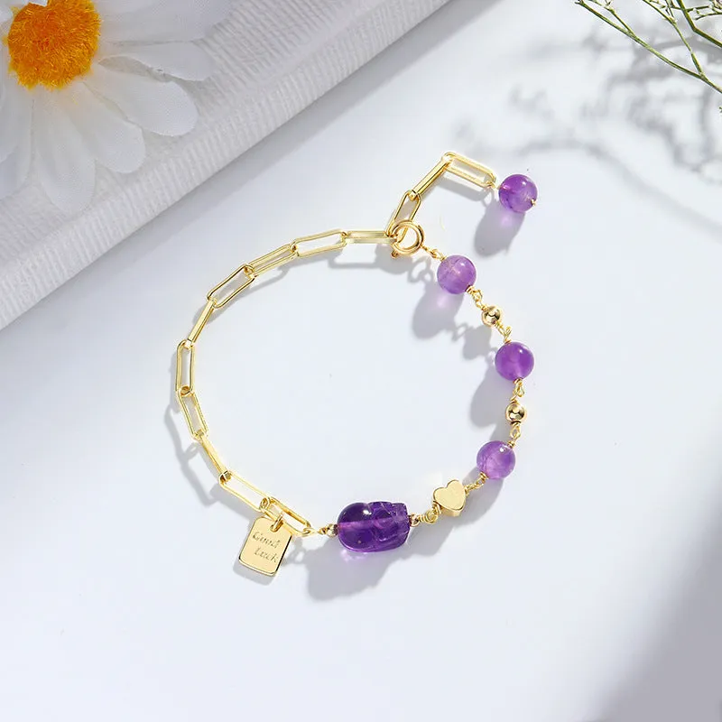 Fortune's Favor Sterling Silver Amethyst Crystal Bracelet