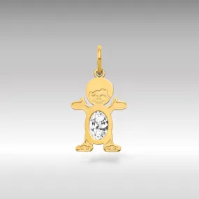 Gold Boy April Birthstone White Topaz Charm Pendant
