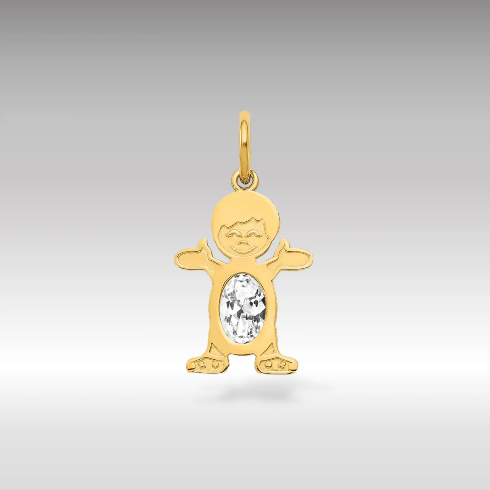 Gold Boy April Birthstone White Topaz Charm Pendant