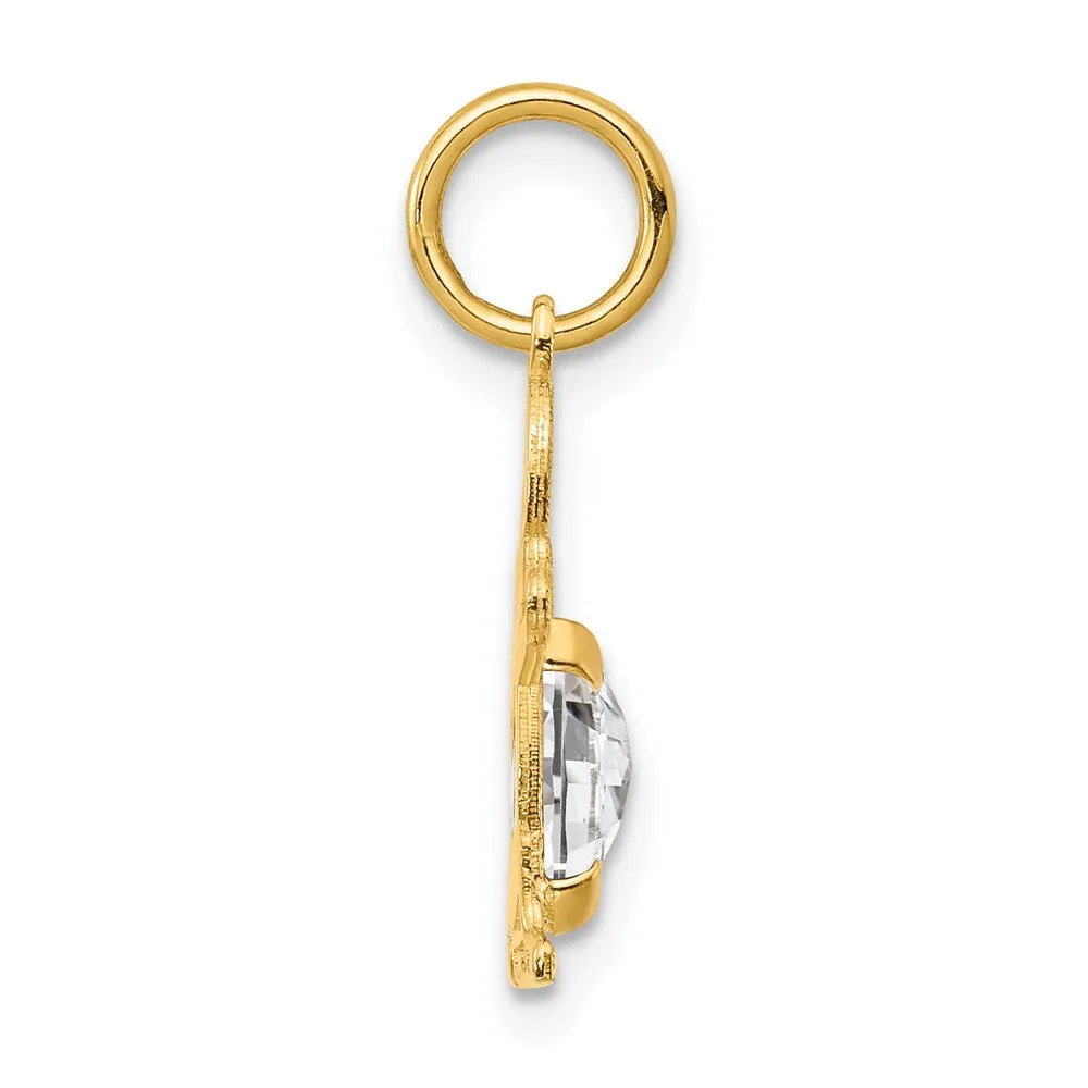 Gold Boy April Birthstone White Topaz Charm Pendant