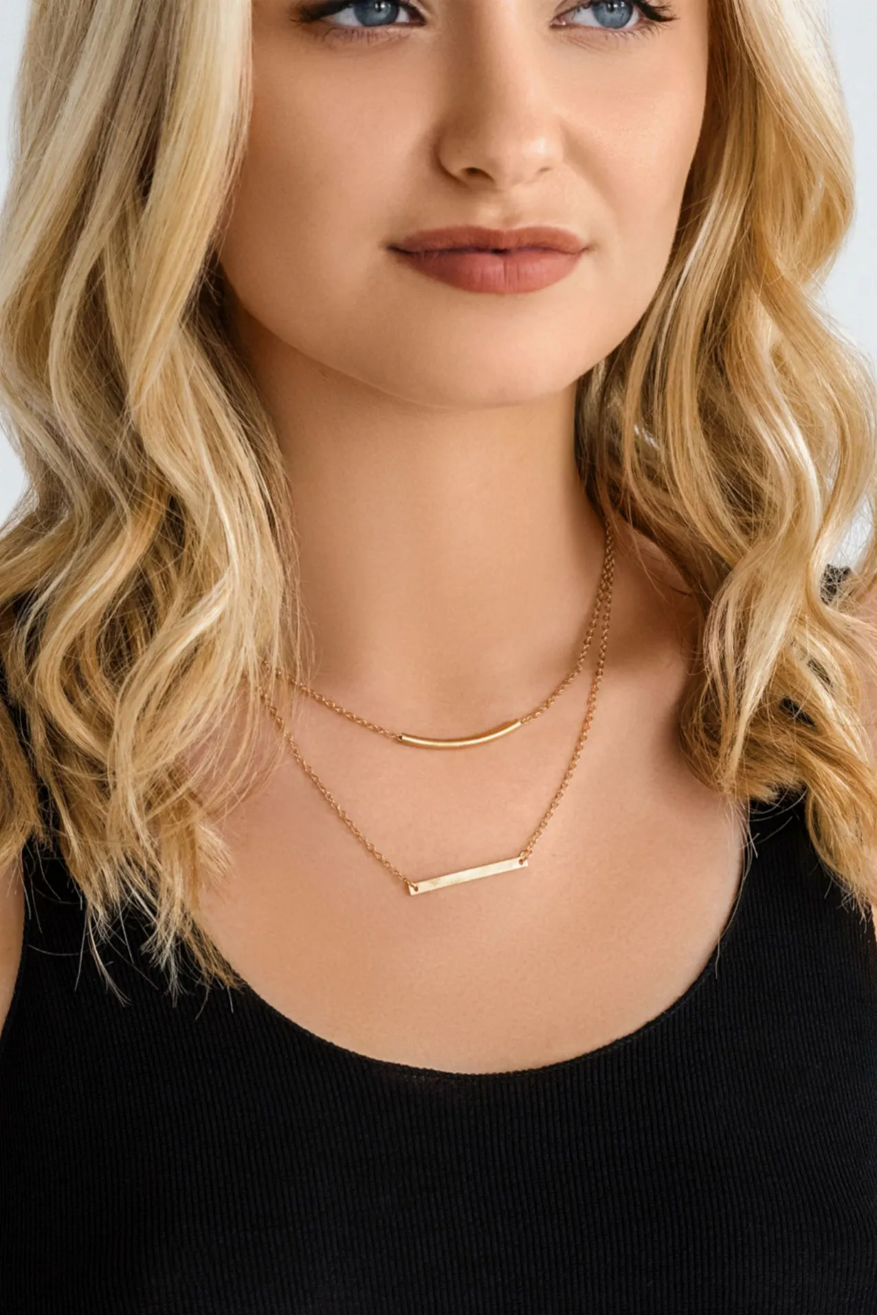 Gold Layered Double Bar Necklace