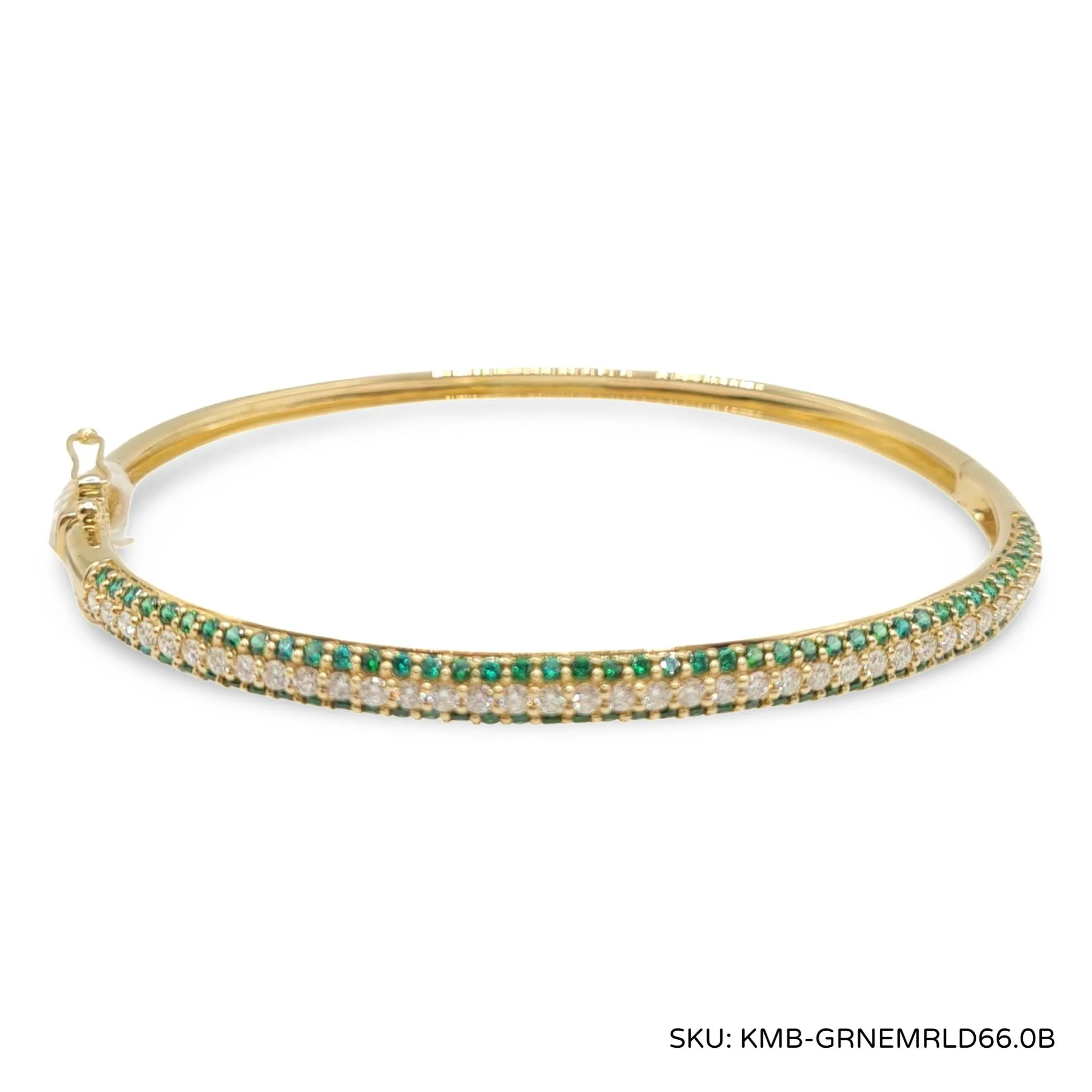 Golden Green Emerald Tennis Diamond Bracelet 14kt
