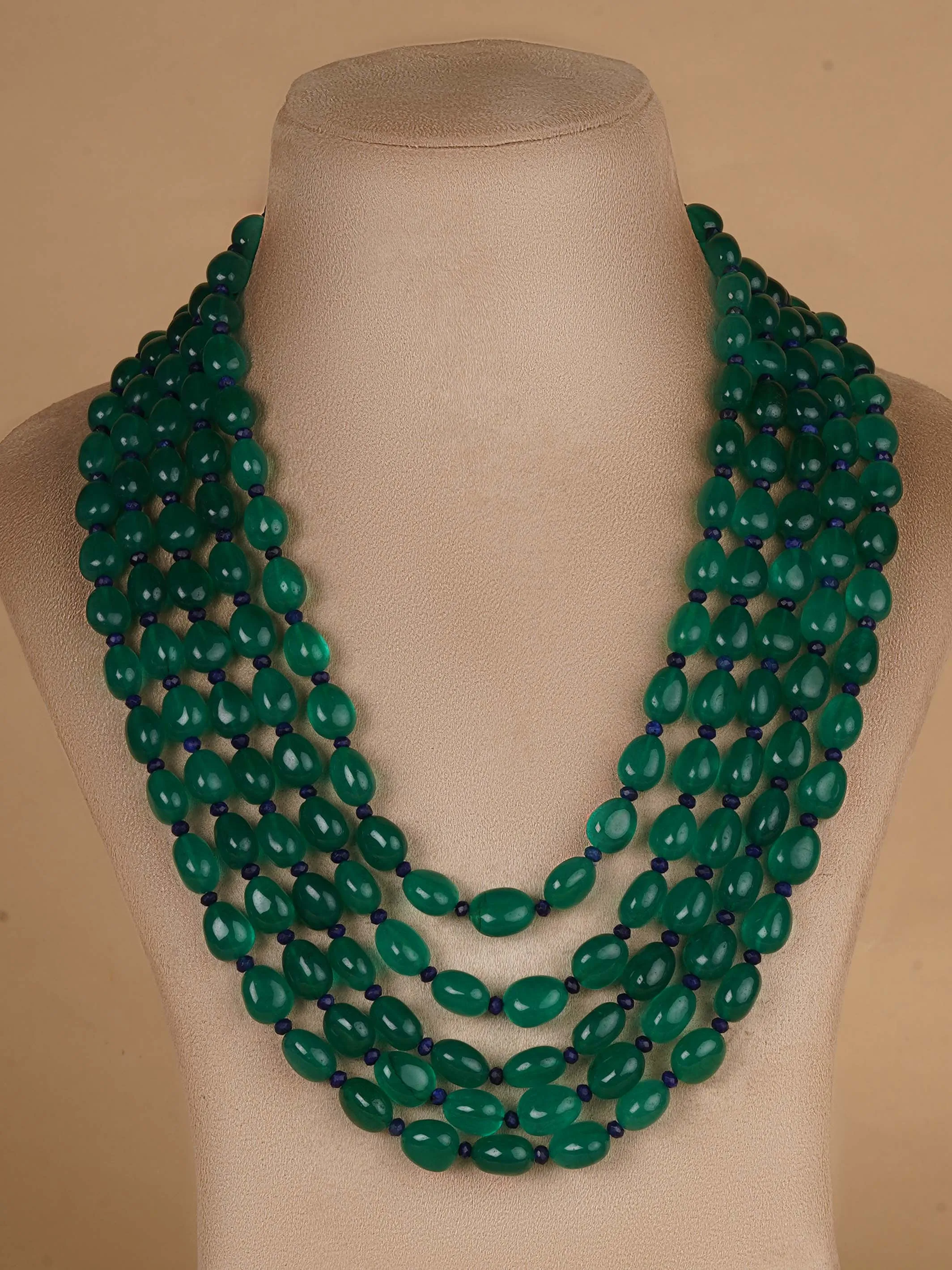 Green Color Gold Plated Necklace/Mala - MN463GR
