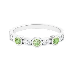 Green Sapphire and Diamond Minimal Half Eternity Ring