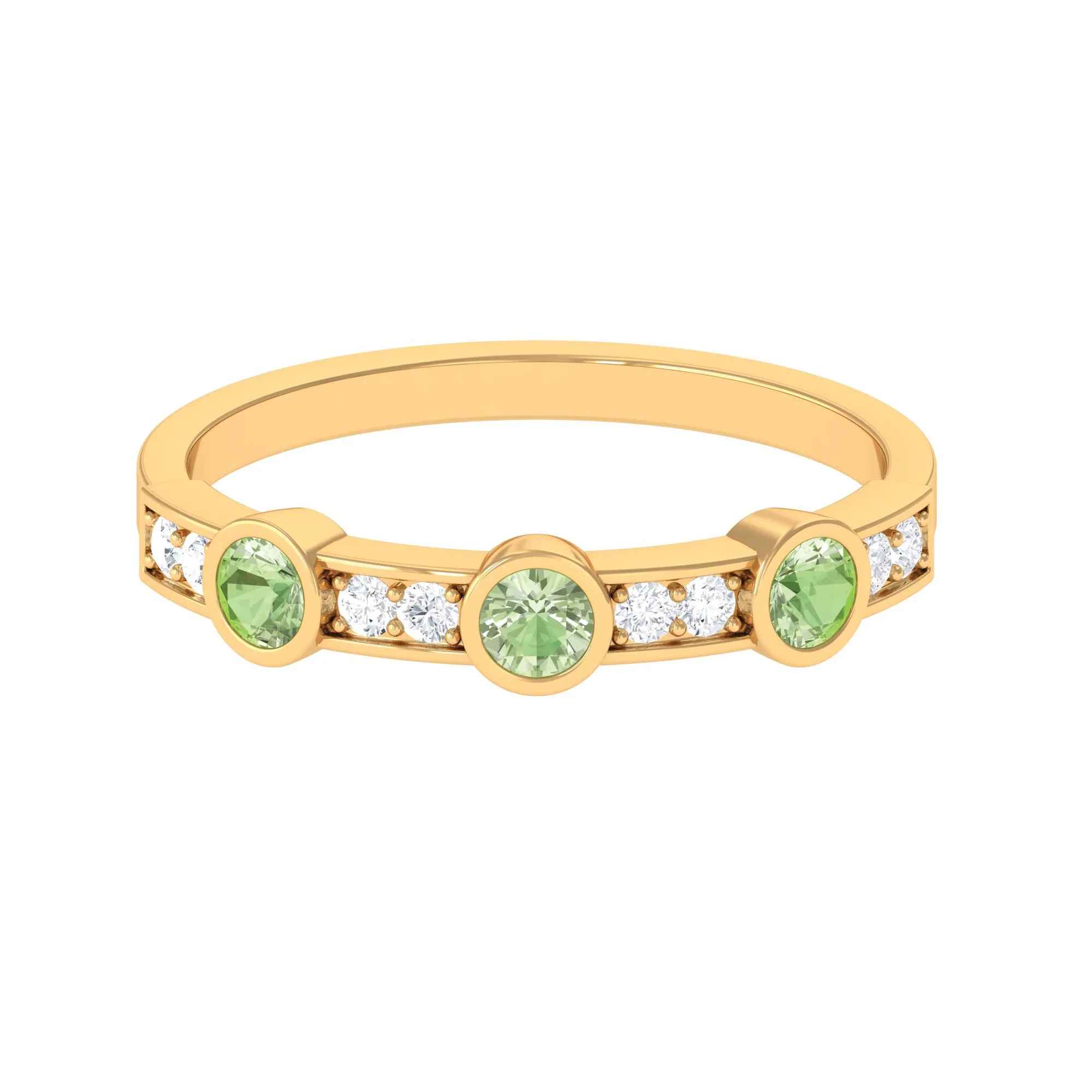 Green Sapphire and Diamond Minimal Half Eternity Ring