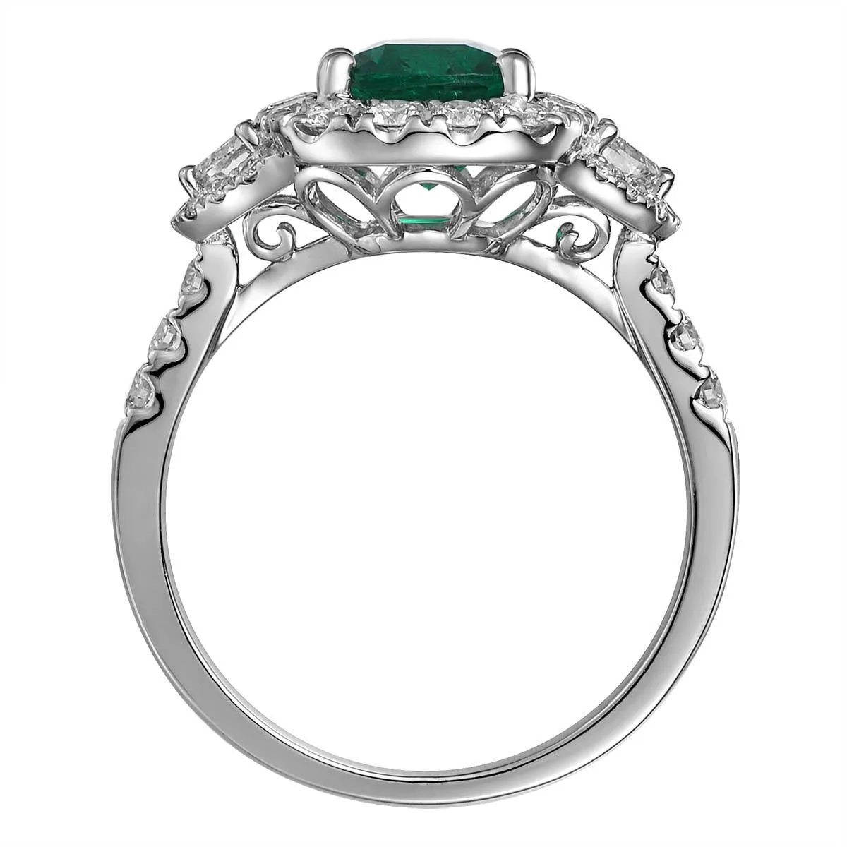 GRS Certified Ladies Statement 2.83ct tw Cushion Cut Zambian Emerald & Diamond Ring