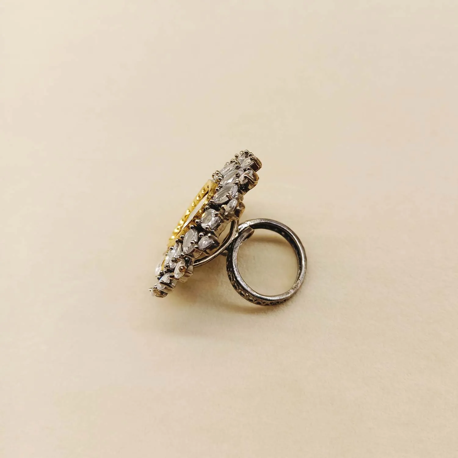 Gunjan Diamonds Oval Stone Victorian Ring