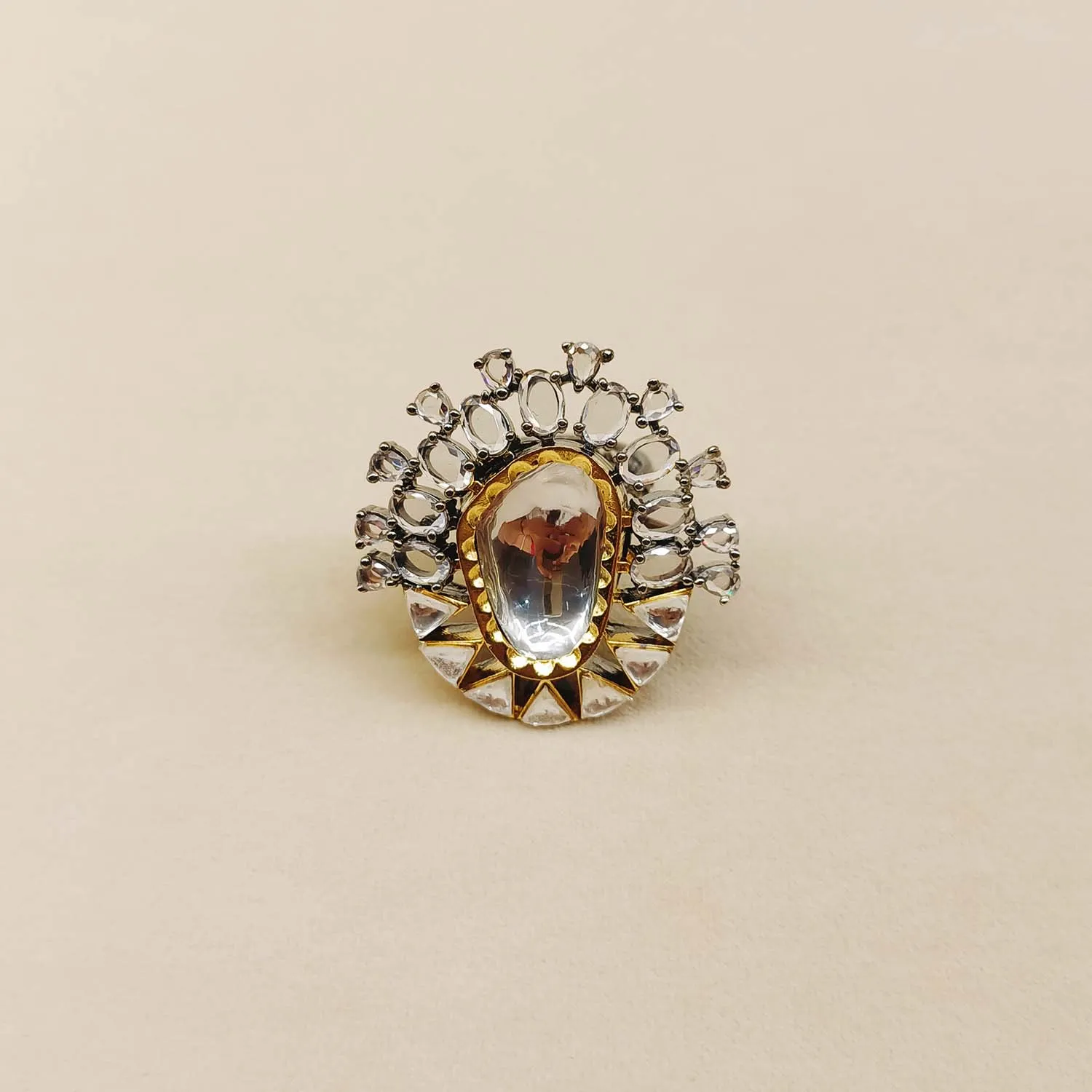 Gunjan Diamonds Oval Stone Victorian Ring