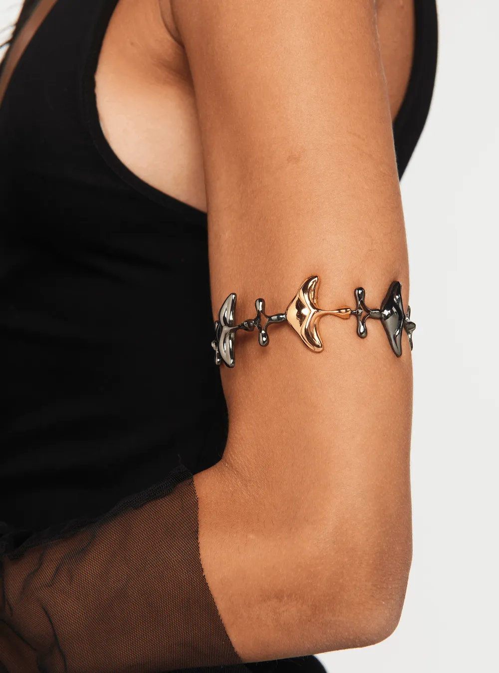 Halle Bailey Wearing Shroomhead Bangle In Dual Tone Finish