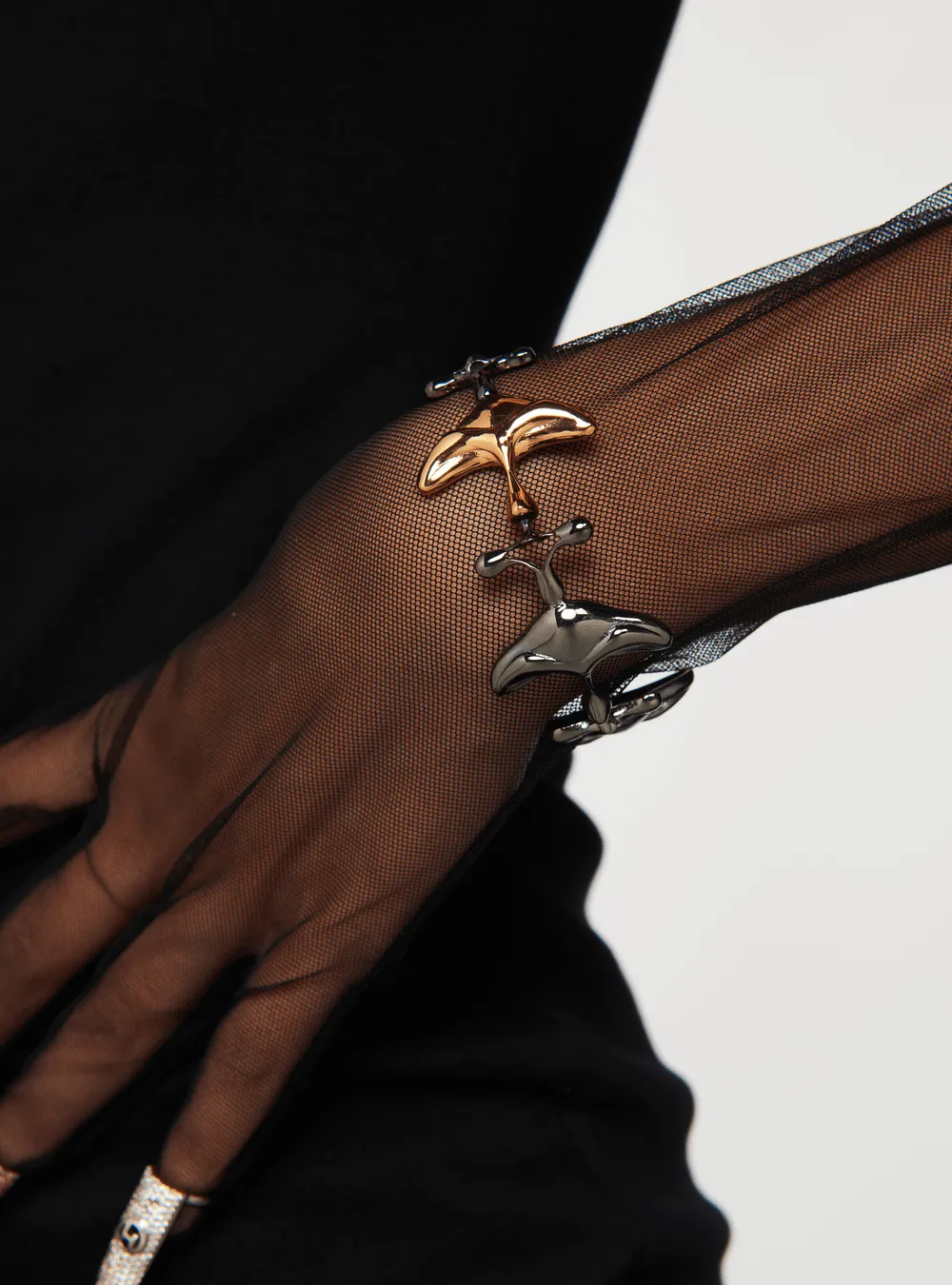 Halle Bailey Wearing Shroomhead Bangle In Dual Tone Finish