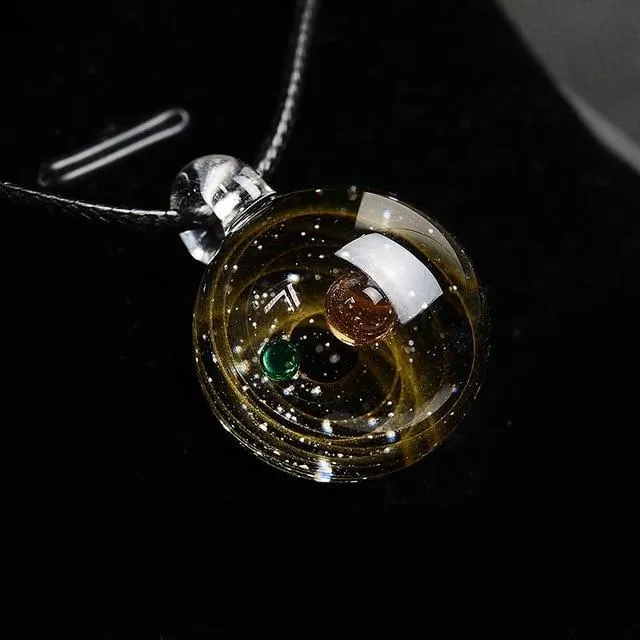 Hand blown Universe/Galaxy in Glass Pendant Necklace-11 Designs