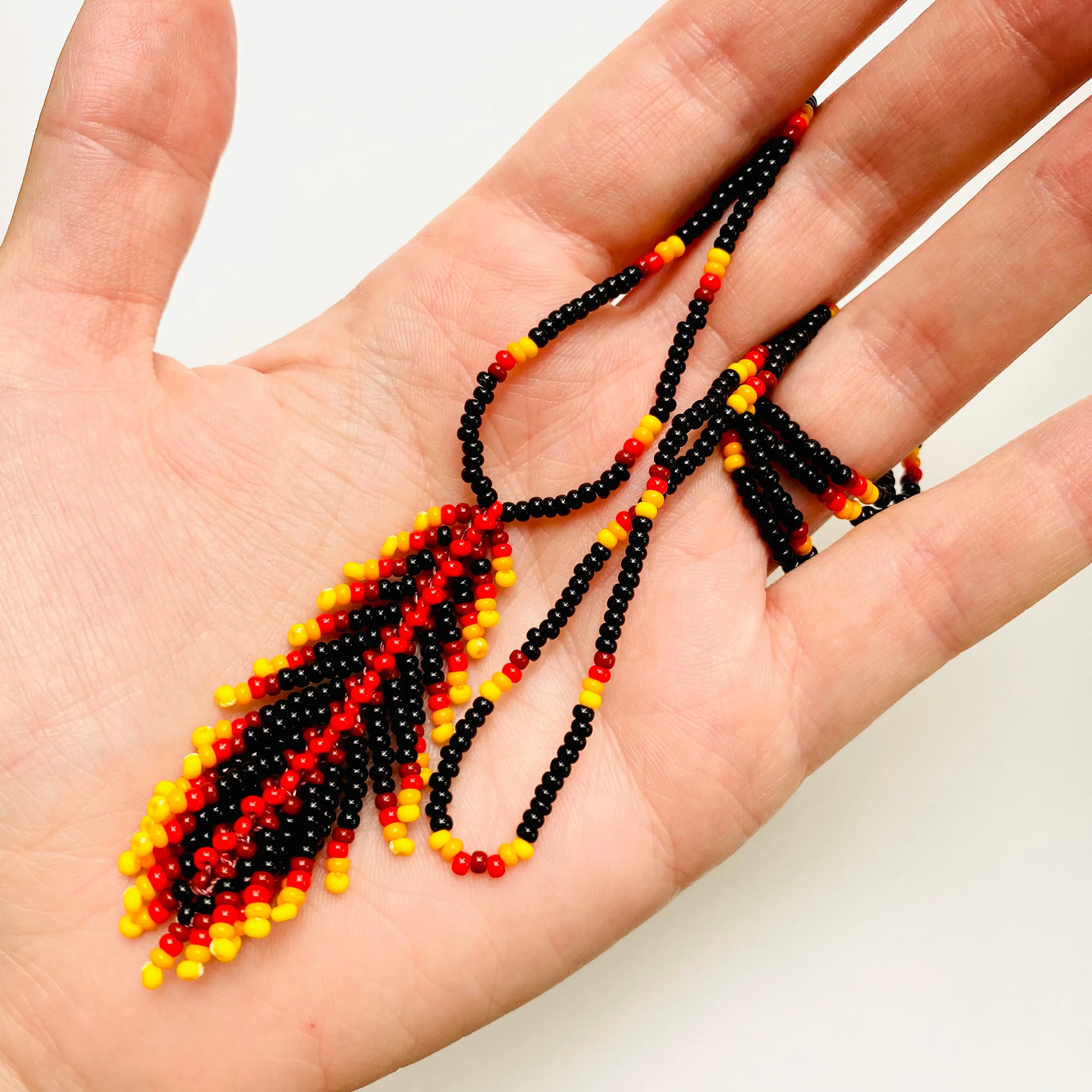 Handmade Indigenous Beaded Feather pendant Necklace, Native inspired