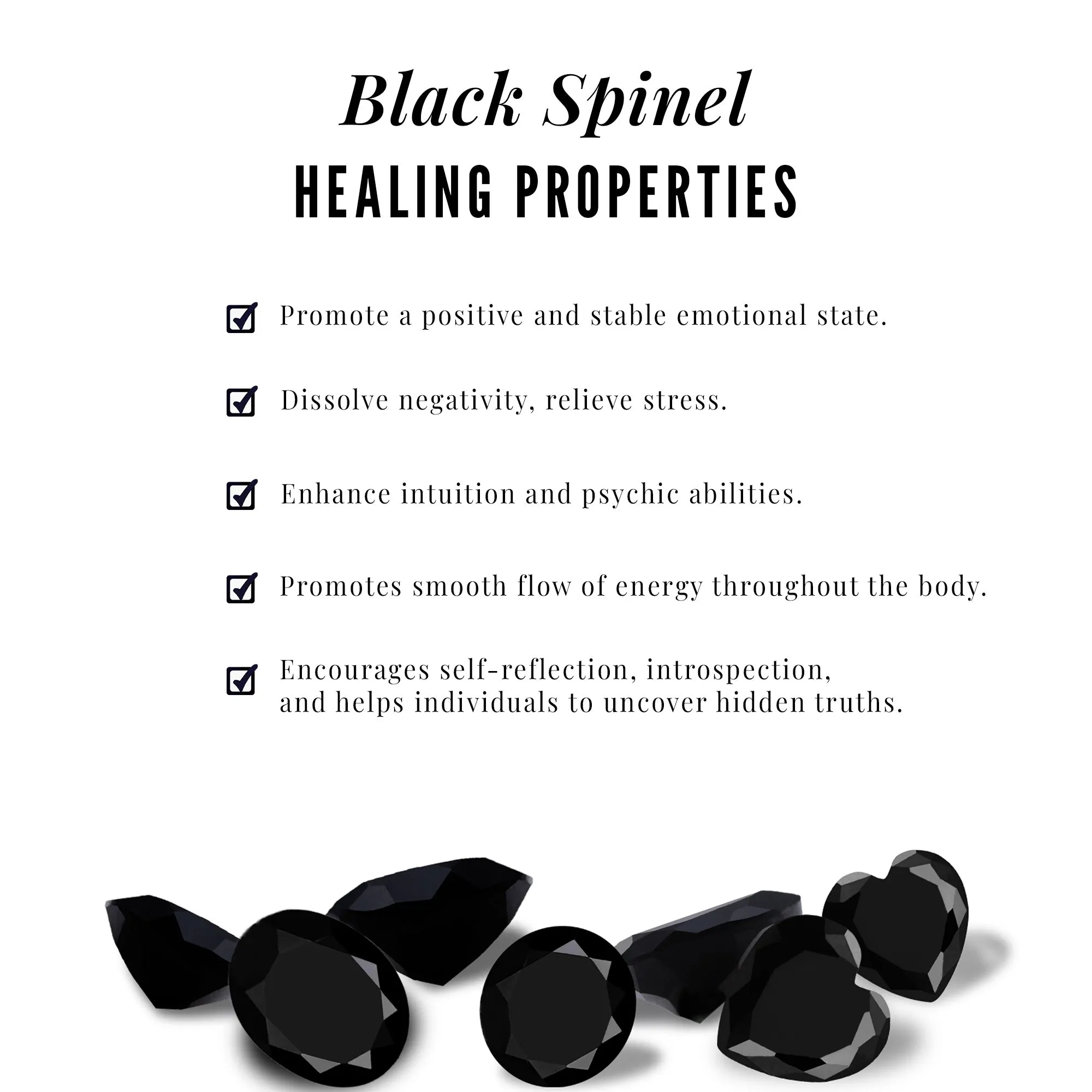 Heart Shape Black Spinel Ring Set with Diamond