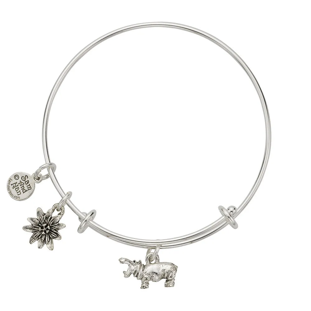 Hippopotamus Charm Bangle Bracelet