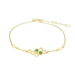 Honeycomb Smaragd Armband in 9ct Gelb Gold