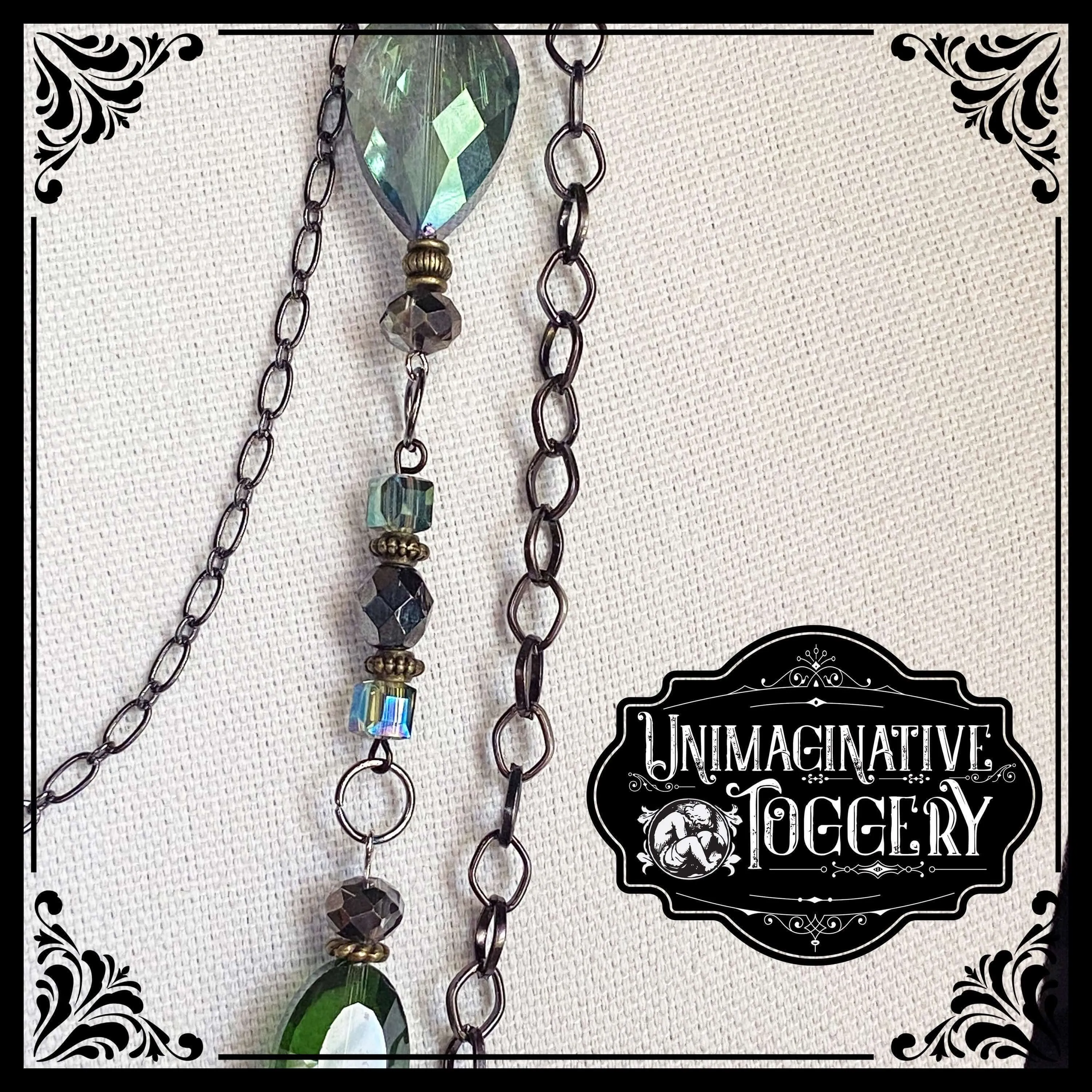 Iridescent multi strand beaded necklace