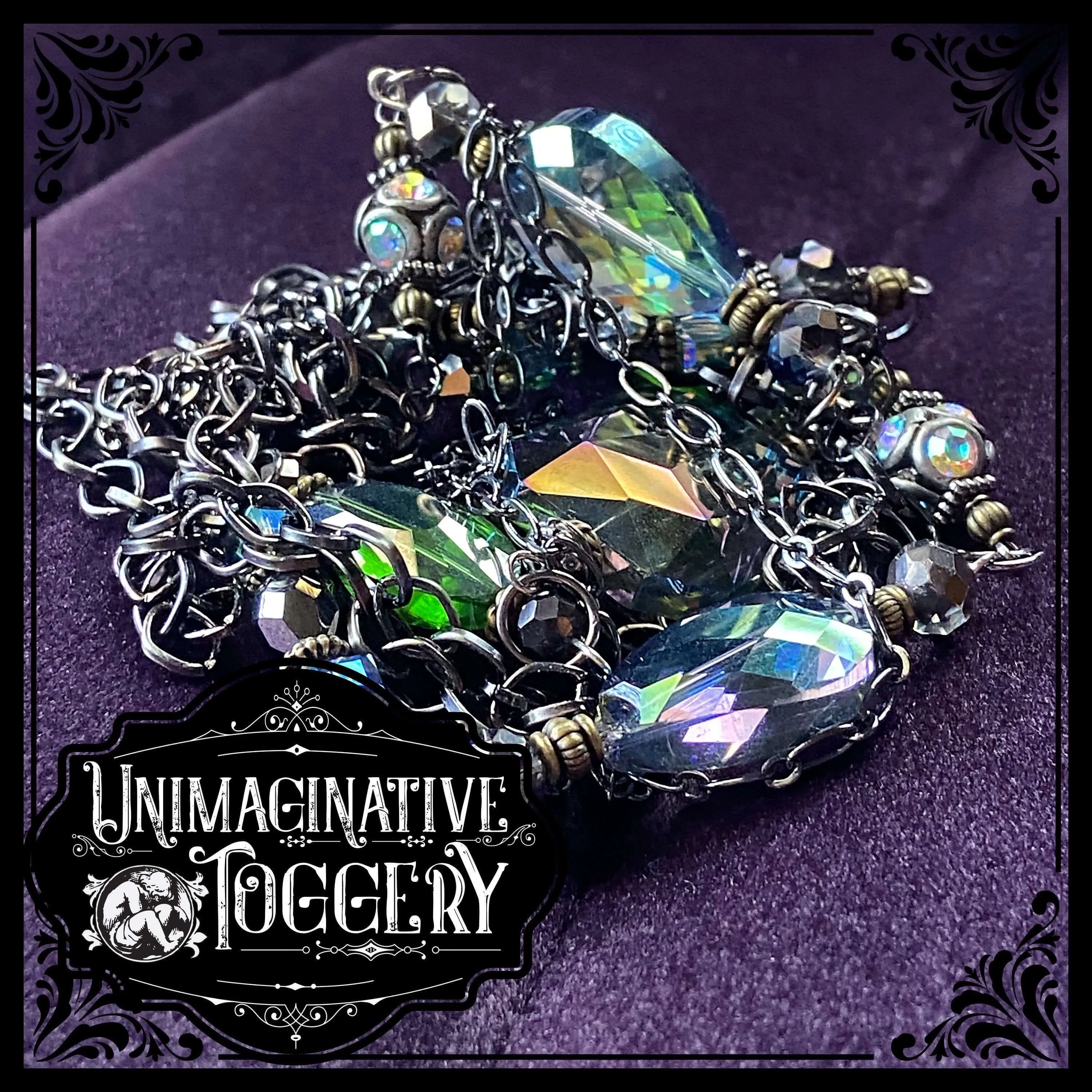 Iridescent multi strand beaded necklace