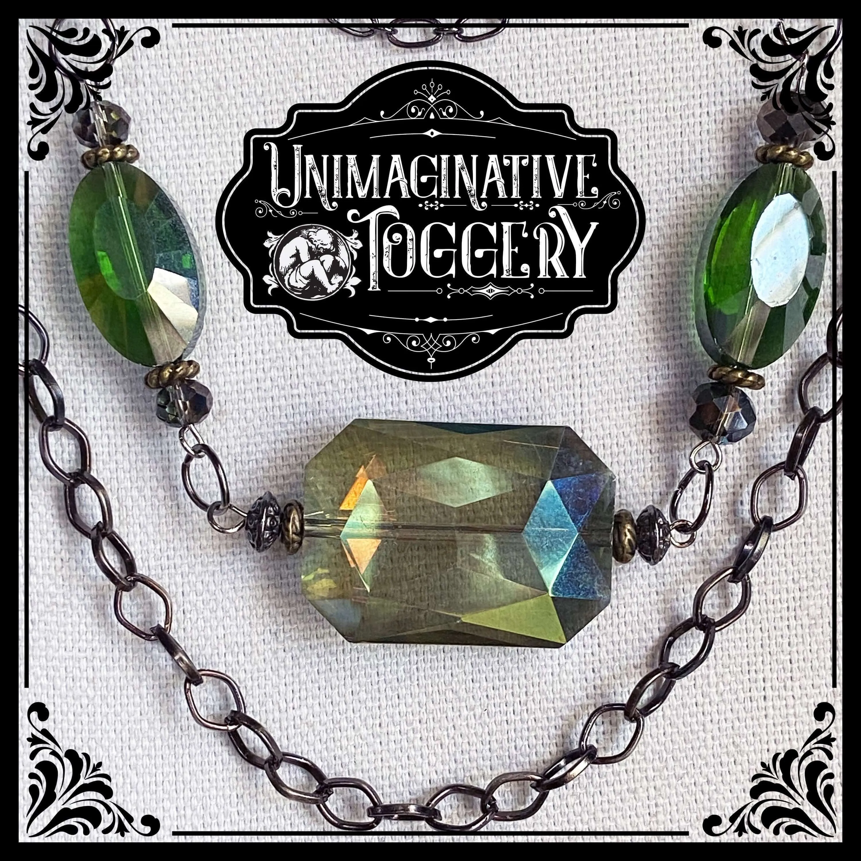 Iridescent multi strand beaded necklace