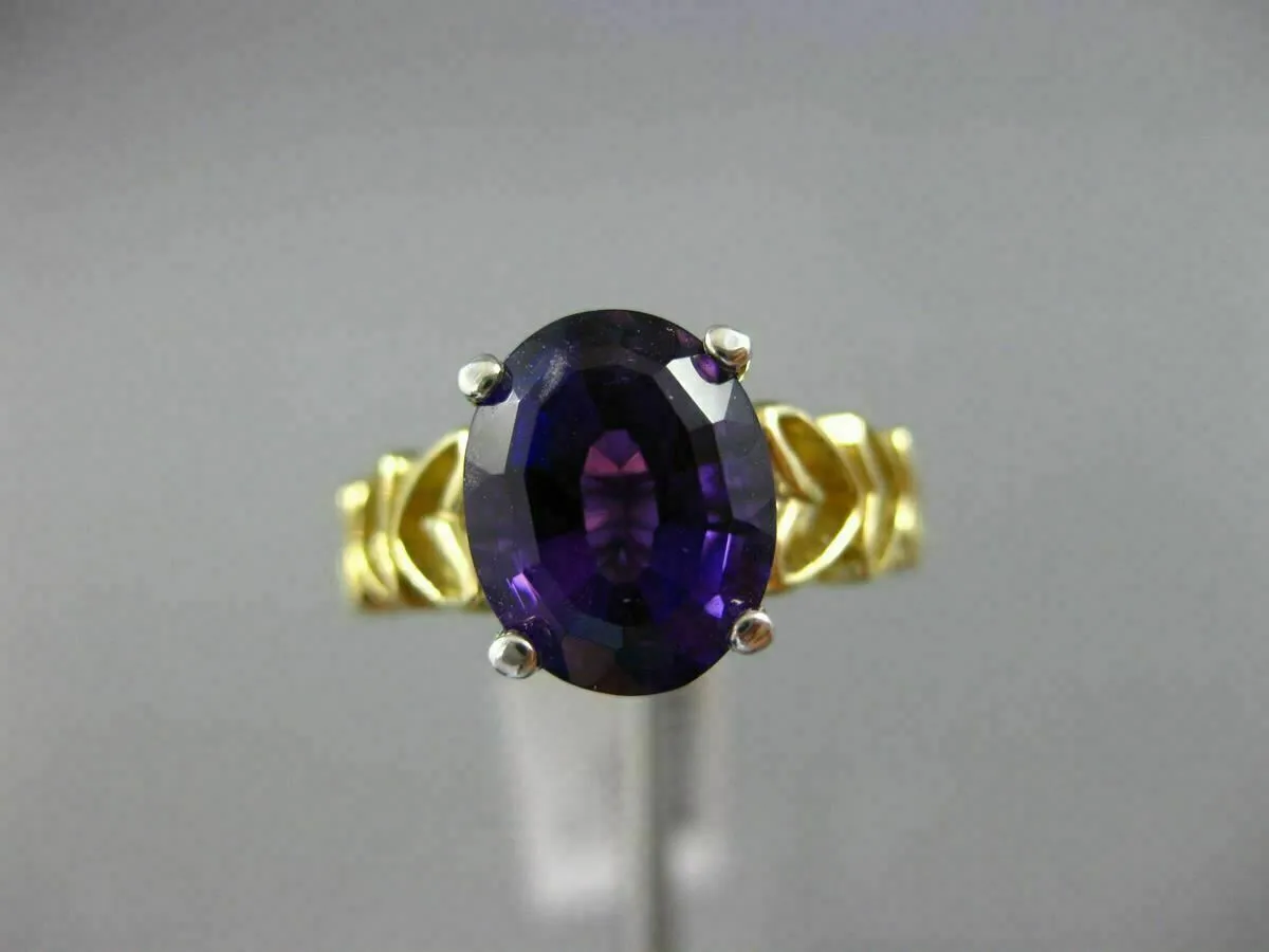 LARGE 3.0CT AAA AMETHYST 14KT 2 TONE GOLD SOLITAIRE MULTI HEART ENGAGEMENT RING