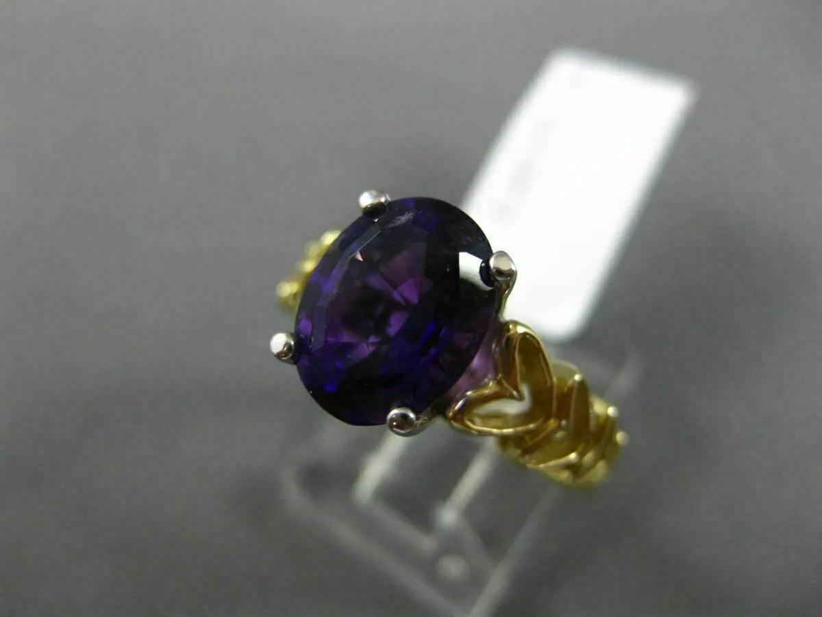 LARGE 3.0CT AAA AMETHYST 14KT 2 TONE GOLD SOLITAIRE MULTI HEART ENGAGEMENT RING