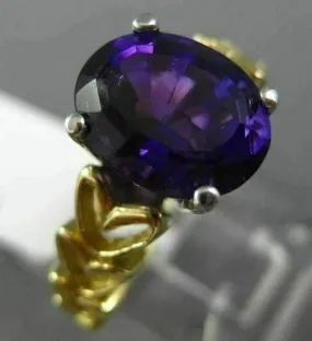 LARGE 3.0CT AAA AMETHYST 14KT 2 TONE GOLD SOLITAIRE MULTI HEART ENGAGEMENT RING