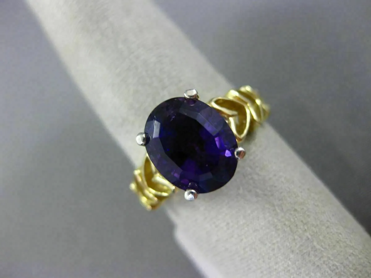 LARGE 3.0CT AAA AMETHYST 14KT 2 TONE GOLD SOLITAIRE MULTI HEART ENGAGEMENT RING