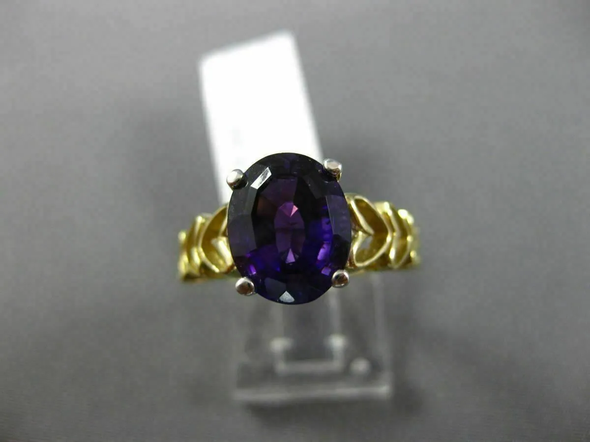 LARGE 3.0CT AAA AMETHYST 14KT 2 TONE GOLD SOLITAIRE MULTI HEART ENGAGEMENT RING
