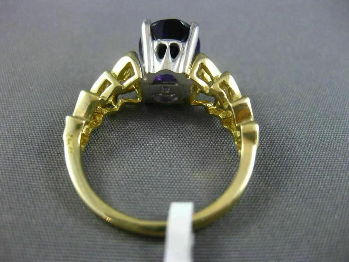 LARGE 3.0CT AAA AMETHYST 14KT 2 TONE GOLD SOLITAIRE MULTI HEART ENGAGEMENT RING